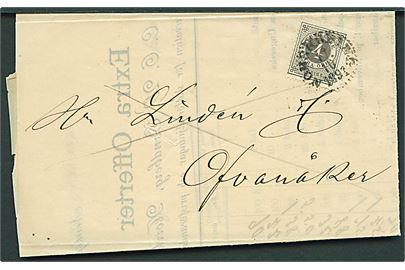 4 öre Ringtype på tryksag fra Norrköping d. 17.10.1891 til Ofvanåker