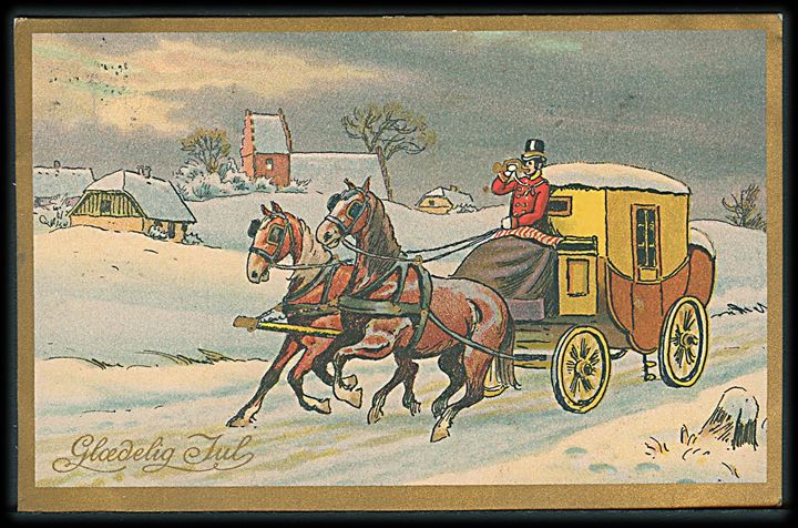 Penge/Post. Jul & Nytårskort. A. Vincent no. 028/4. “Glædelig jul”. Kvalitet 8