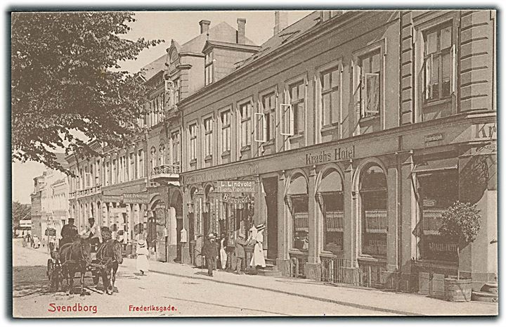 Svendborg, Frederiksgade med Kraghs Hotel. J. Brorsen no. 1519. Kvalitet 9