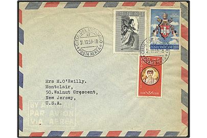 120 lire på luftpost brev fra Vatikanet d. 31.10.1959 til USA.
