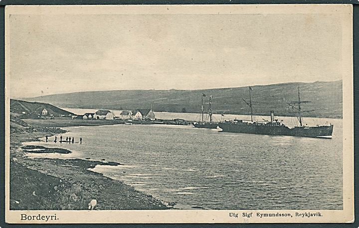 Island, Bordeyri, havn med dampskib. Eymundsson u/no. Kvalitet 7