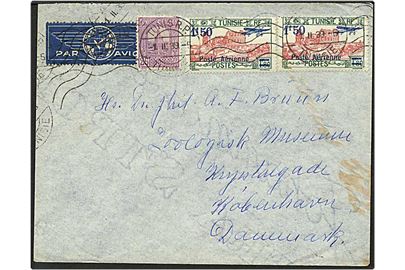 3,25 frank på luftpost brev fra Tunesien d. 1.11.1939 til København.