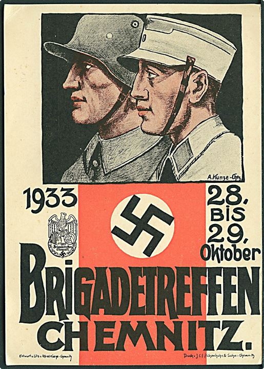 Verdenskrig 2. Tysk propaganda. Brigadetreffen Chemnitz. U/no. Kvalitet 8