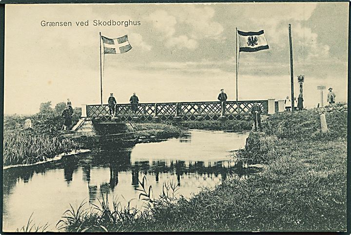 Skodborghus, grænsen ved med danske og tyske gendarmer. C.C. Biehl no. 3193. Kvalitet 9