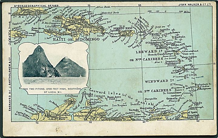 Caribien, landkort over. J. Walker u/no. Kvalitet 7