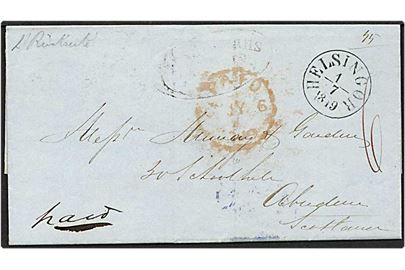 Præfil brev fra Helsingør d. 1.7.1849 til Aberdeen, Skotland. 