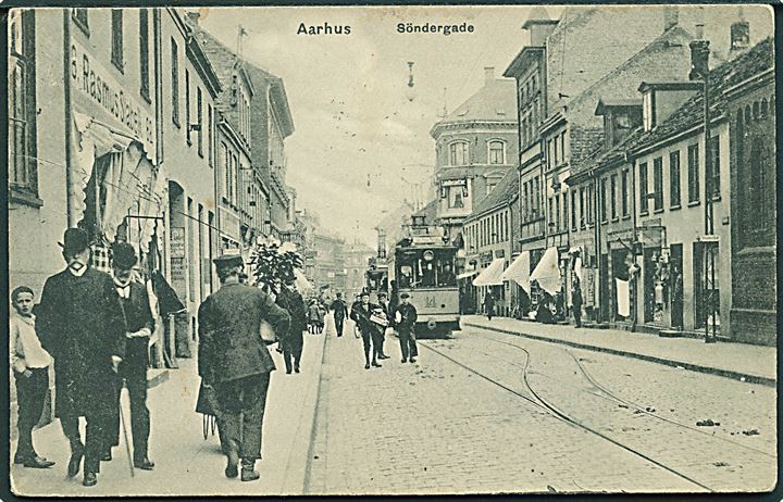 Aarhus, Søndergade med sporvogn nr. 14. W. Rohweder u/no. Kvalitet 7