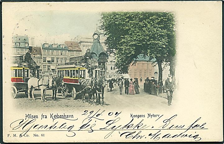 Købh., Kongens Nytorv med hestetrukne sporvogne. F.M. no. 61. Kvalitet 8