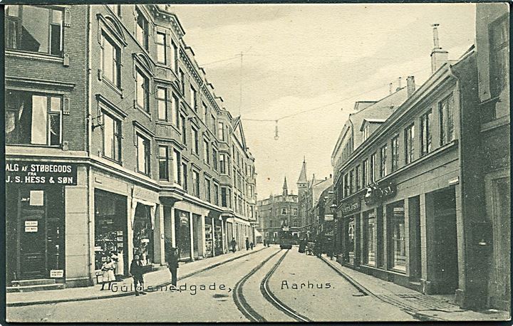 Aarhus, Guldsmedgade med sporvogn. H.A.E. no. 361. Kvalitet 8