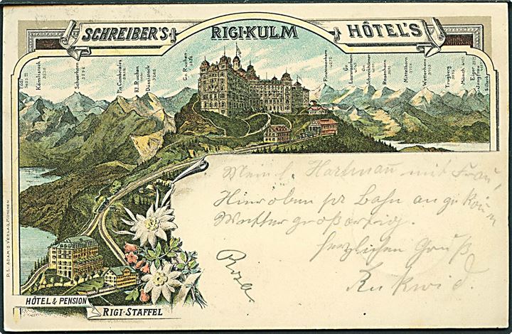 Schweiz, Rigi-Kulm, Schreibers Hotel.P.L. Adam u/no. Kvalitet 8
