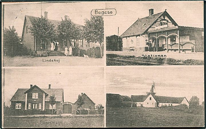 Bøgesø, partier fra med stationen. H. Schmidt u/no. Lyserød tone. Kvalitet 8