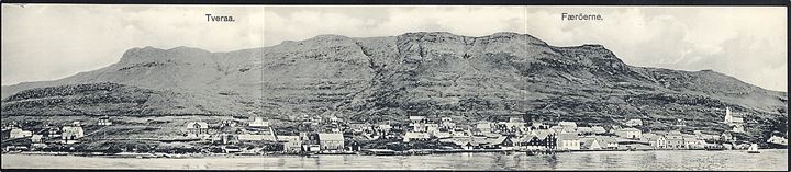 Færøerne, Tveraa, 3 fløjet kort med byen. A. Brend u/no. Kvalitet 8