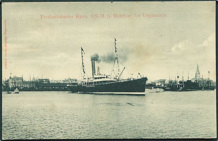“M. G. Melchior”, S/S, DFDS. Afgår fra Frederikshavn. S. Engsig no. 109847. Kvalitet 7