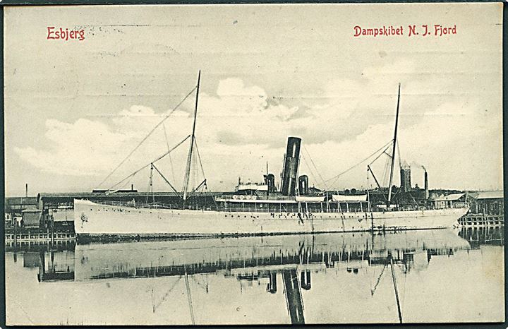 “N. J. Fjord”, S/S, DFDS i Esbjerg. Sænket af tysk ubåd i 1917. W.K.F. no. 1232. Kvalitet 8