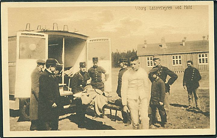 Verdenskrig 1. Lazaretlejren ved Hald. Transport af haardtsaaret. Stenders Viborg no. 6 Kvalitet 9