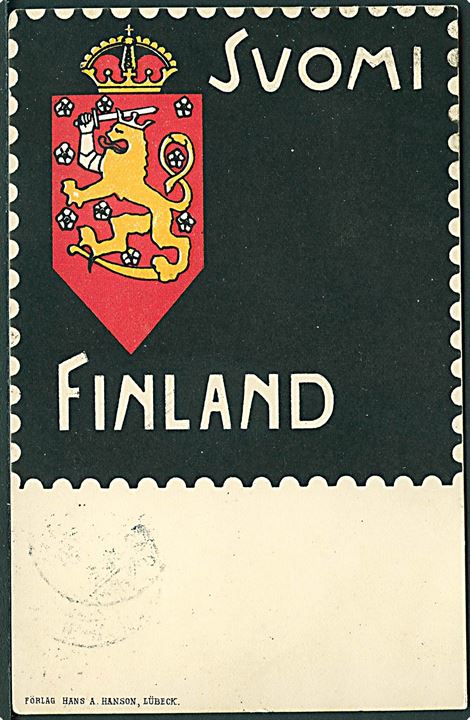 Finland. Sørgemærke i anledning af Russificering af Finland. Hans A. Hanson, Lübeck. Anvendt i Finland.  Kvalitet 7