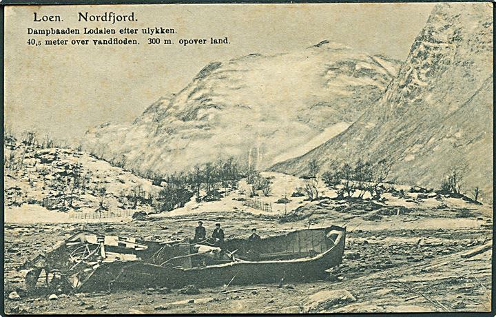 Norsk, “Lodølen”, S/S, vrag af dampskibet efter Loen katastrofen d. 14.1.1905. M. A. Loen u/no. Kvalitet 7