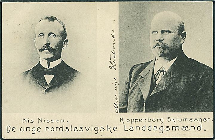 De unge nordslesvigske Landdagsmænd. Nis Nissen og Kloppenborg Skrumsager. No. 14346. Kvalitet 8