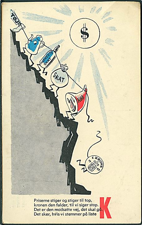 Danmarks Kommunistiske Parti. Valgagitationskort fra kommunevalget 1950. U/no. Kvalitet 8