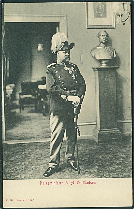 Krigsminister V.H.O. Madsen (1901-1904)  regeringen Deuntzers. Stenders no. 1265.  Kvalitet 7