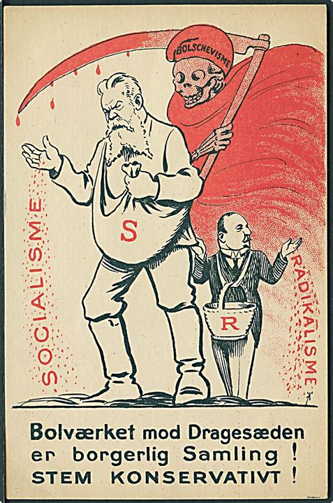 Det Konservative Folkeparti. Valgplakat fra Aprilvalget 1920. Andreasen & Lachmann u/no.  Kvalitet 7