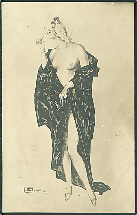 Erotik/Lingeri. Rygende kvinde. Ukendt kunstner. No. 190908. Kvalitet 8