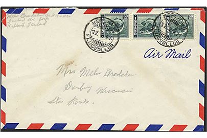 50 aur grøn torsk på luftpost brev fra Keflavik, Island, d. 17.7.1947 til Wisconcin, USA.
