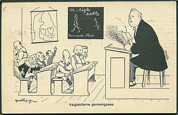 J. C. Christensen. “Valglektierne gennemgaaes” 1906. Carl Røgind. Sk. B. & Kf. U/no. Kvalitet 7