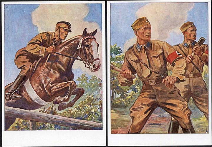 Verdenskrig 2. Tysk propaganda. SA-Sportabzeichen Komplet sæt med 6 kort. U/no Kvalitet 8