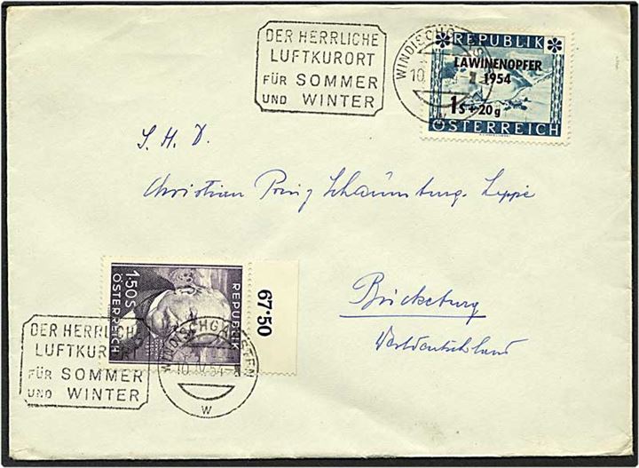 2,70 shilling på brev fra Windischgarsten, Østrig, d. 10.4.1954 til Bückeburg, Tyskland.