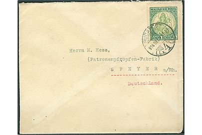 5000 kr. Infla udg. på brev fra Budapest d. 14.10.1924 til Speyer, Tyskland.
