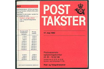 Posttakster gældende fra 17.5.1982.