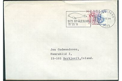 2,50 kr. på brev annulleret med TMS fra Ny-Ålesund d. 11.11.1984 til Reykjavik, Island.