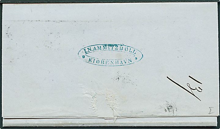 1863. Portobrev med nr.stempel 1 og antiqua Kiøbenhavn KB d. 9.7.1863 til Tønsberg, Norge. Fuldt indhold.