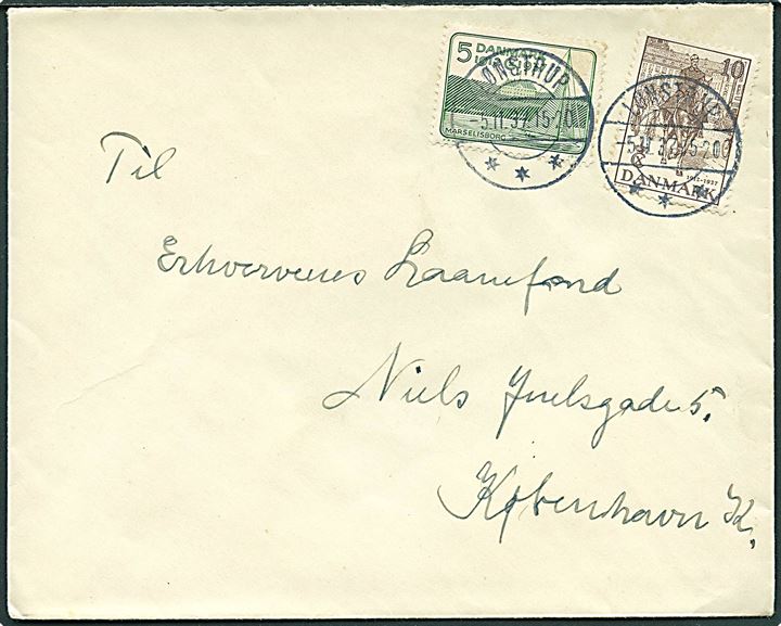 5 øre og 10 øre Regentjubilæum på brev annulleret med brotype IIc Lønstrup d. 5.11.1937 til København.