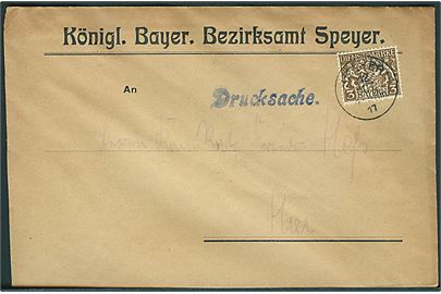 3 pfg. Tjenestemærke på lokal tryksag fra Königl. Bayer. Bezirksamt Speyer d. 12.10.1917.