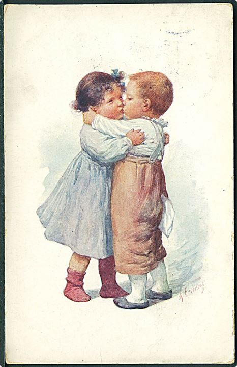 K. Feiertag: Pige og dreng kysser. B. K. W. I. no. 393-3.