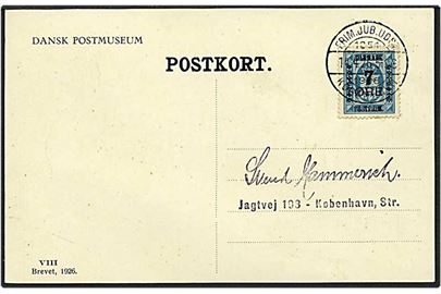 7/4 øre blå provisorie på lokalt sendt postkort fra København d. 14.4.1926.