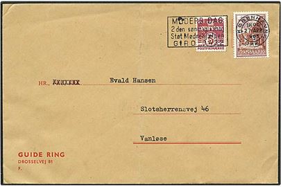 5 øre vinrød bølgelinie og 10 øre rødbrun bygningsfredning på brev fra København d. 27.4.1965 til Vanløse. Mærkerne med perfin L11c - her Guide Ring.