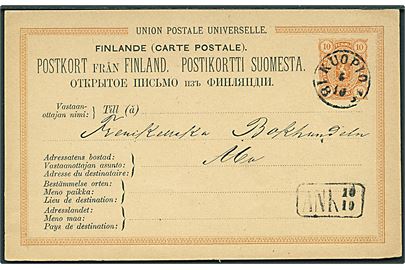 10 pen. helsagsbrevkort fra Kuopio d. 6.10.1881 til Åbo.