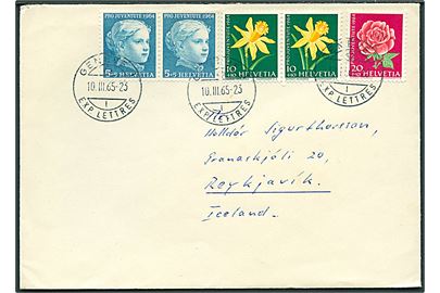 Por Juventute udg. 1964 på brev fra Geneve d. 10.3.1965 til Reykjavik, Island.