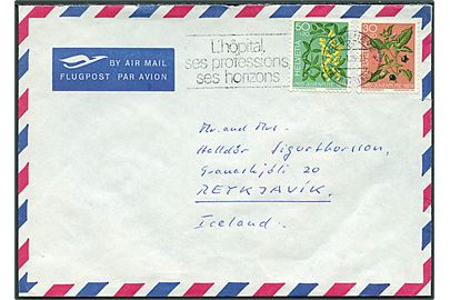 30+20 c. og 50+20 c. Pro Junetute 1964 udg. på luftpostbrev fra Geneve d. 7.1.1975 til Reykjavik, Island.