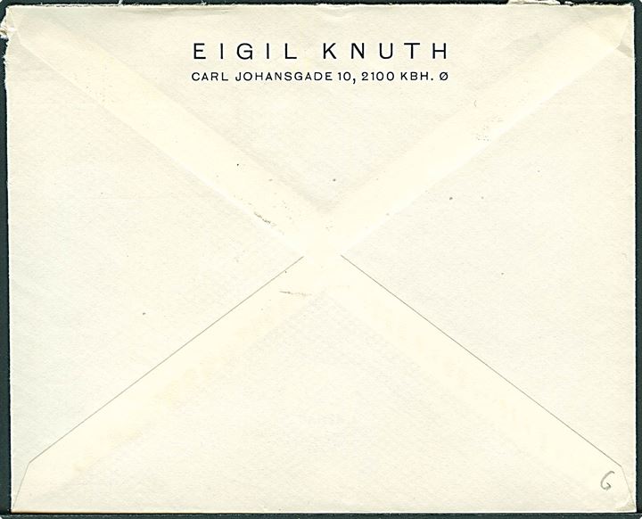 60 øre Dannebrog på fortrykt kuvert Eigil Knuth i København d. x.3.1970 til viceadmiral Vedel i Hellerup. Polarforskeren Eigil Knuth (1903-1996) deltog bl.a. i Pearyland Ekspeditionerne 1947-50 og 1963-1973.