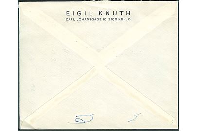 60 øre Dannebrog på fortrykt kuvert Eigil Knuth i København d. 28.1.1970 til viceadmiral Vedel i Hellerup. Polarforskeren Eigil Knuth (1903-1996) deltog bl.a. i Pearyland Ekspeditionerne 1947-50 og 1963-1973.