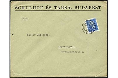 40 filler blå på brev fra Budapest, Ungarn, d. 14.2.1935 til København.