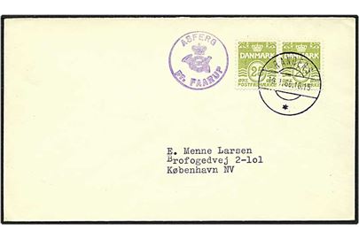 25 øre lysegrøn bølgelinie på brev fra Asferg d. 19.1.1966 til København. Asferg / pr. Faarup posthornsstempel.