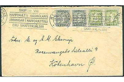 3 aur (2) og 7 aur (2) Jochumsson på brev fra Reykjavik d. 15.12.1937 til København, Danmark. På bagsiden ustemplet Thorvaldsenforening Julemærke 1937.