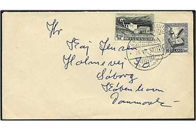 3,55 kr. porto på brev fra Reykjavik, Island, d. 26.7.1957 til København.