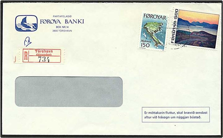 6,50 kr. porto på Rec. brev fra Strendur d. 16.x.1978.