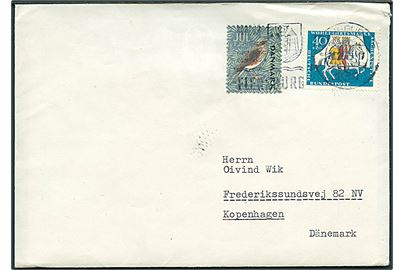 Tysk 40+20 pfg. og Dansk Julemærke 1965 på brev fra Flansburg d. 20.12.1965 til København, Danmark.